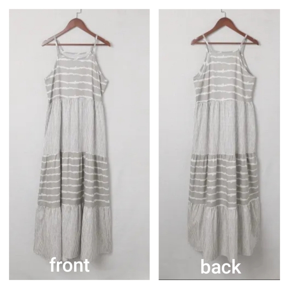 NWT Grey Tie Dye Spaghetti Strap Summer Maxi Dress - Picture 2 of 13